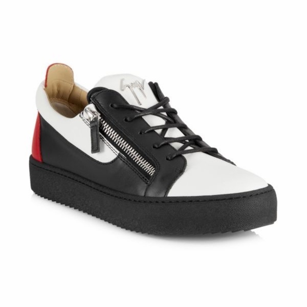 Giuseppe Zanotti Maylondon Leather Low-Top Sneakers Red, Black and White - Picture 2 of 10